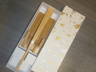 ごま竹 扇子立と貼かぶせ箱のセット